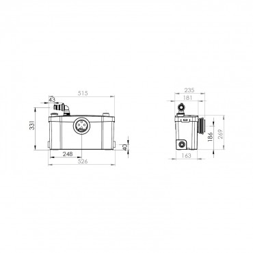 SFA sanibroyeur saniplus broyeur dimensions