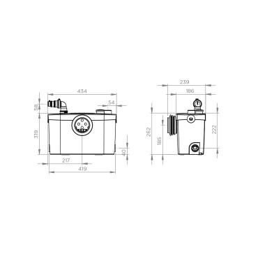 SFA sanibroyeur sanipro XR broyeur dimensions