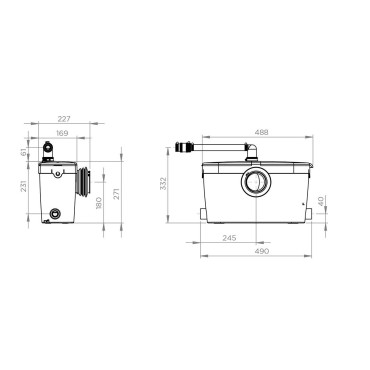 SFA sanibroyeur saniacces broyeur dimensions