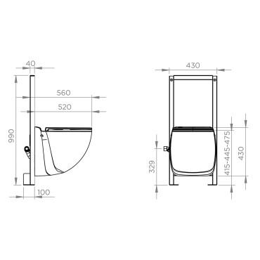 SFA Sanibroyeur Sanicompact Comfort Box dimensions