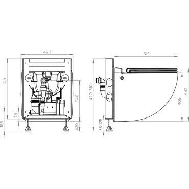 SFA sanibroyeur sanicompact comfort toilet dimensions