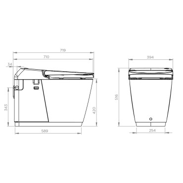 SFA sanibroyeur sanismart toilet avec broyeur dimensions