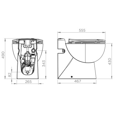 SFA sanibroyeur sanicompact pro toilet dimensions