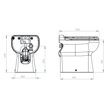 SFA sanibroyeur sanicompact luxe toilet dimensions