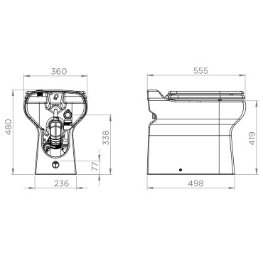 SFA sanibroyeur sanicompact elite toilet dimensions