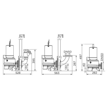 SFA Sanibroyeur Sanipump ZPG71 grijswater pomp afmetingen