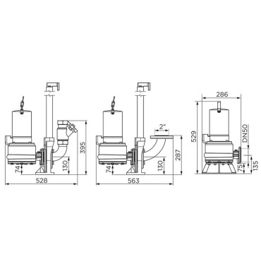 SFA Sanibroyeur Sanipump ZFS71 Rioolwaterpomp afmetingen