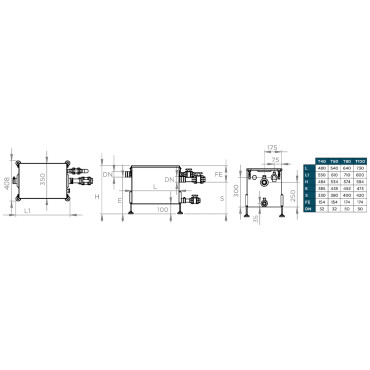 SFA Sanibroyeur Sanigrease T vetafscheider dimensions